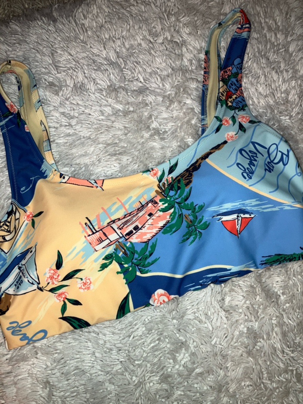 Tropical Print Bikini Top
